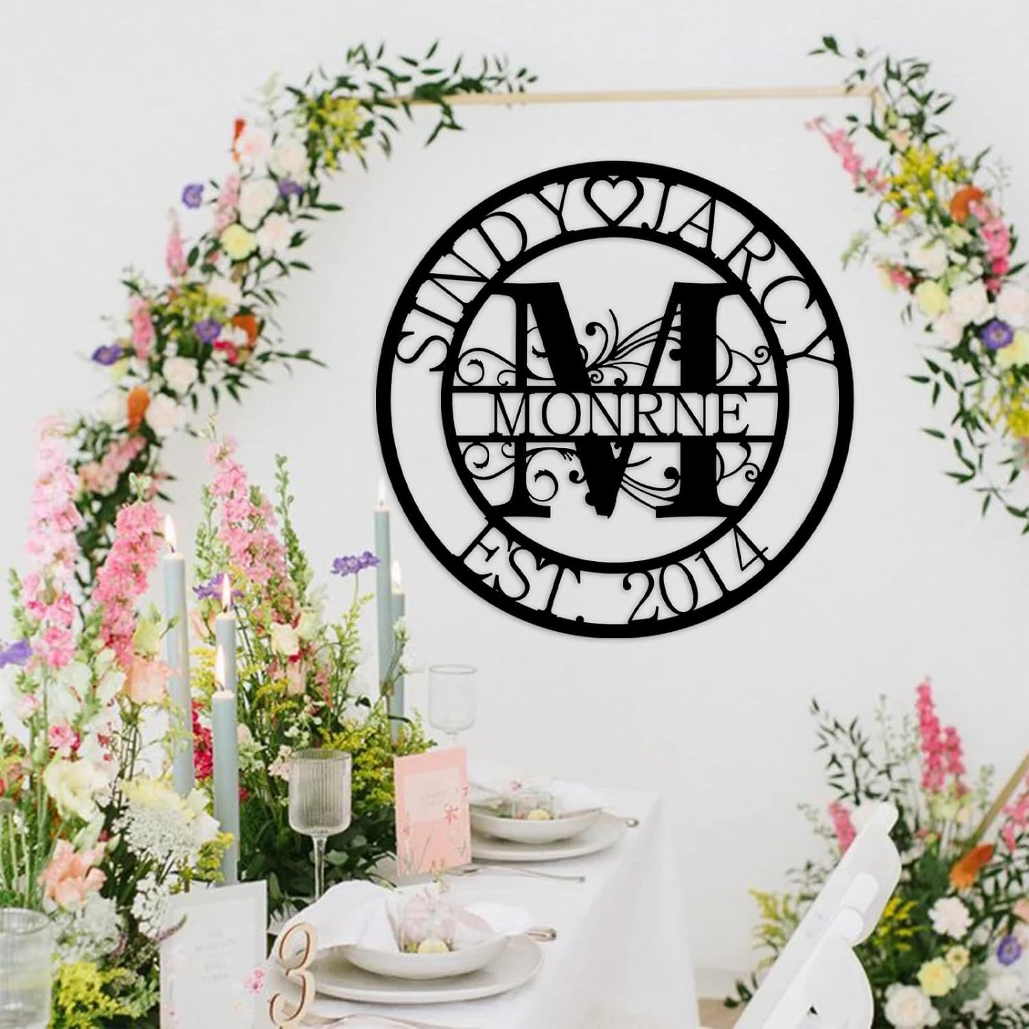 Custom Family Name Metal Sign, Monogram Wall Decor, Personalized Anniversary Wedding Couple Gifts-MetalsignX