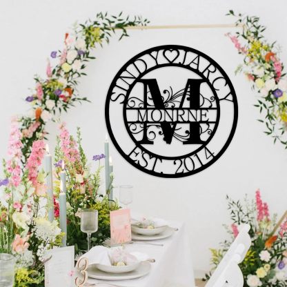 Custom Family Name Metal Sign, Monogram Wall Decor, Personalized Anniversary Wedding Couple Gifts-MetalsignX