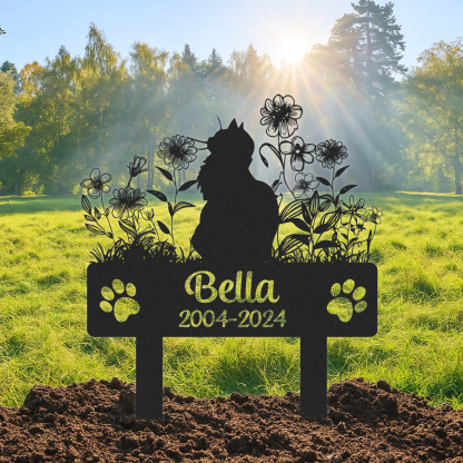 Custom Cat Memorial Garden Stake, Personalized Outdoor Pet Marker with Name and Years, Cat Loss Gift for Yard Decor