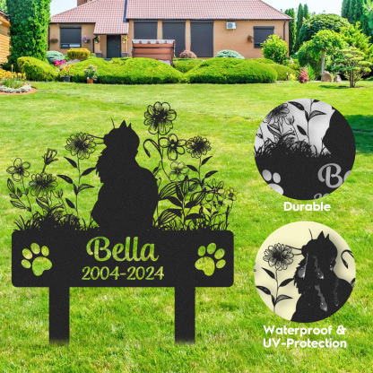 Custom Cat Memorial Garden Stake, Personalized Outdoor Pet Marker with Name and Years, Cat Loss Gift for Yard Decor