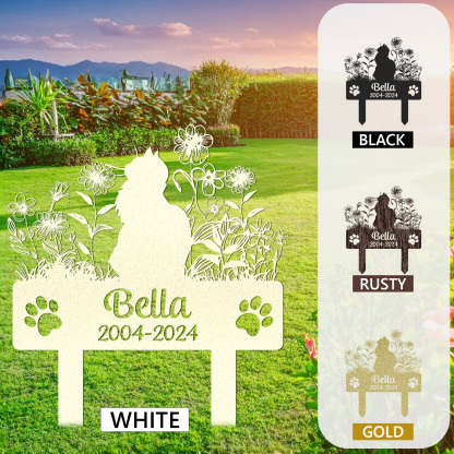 Custom Cat Memorial Garden Stake, Personalized Outdoor Pet Marker with Name and Years, Cat Loss Gift for Yard Decor