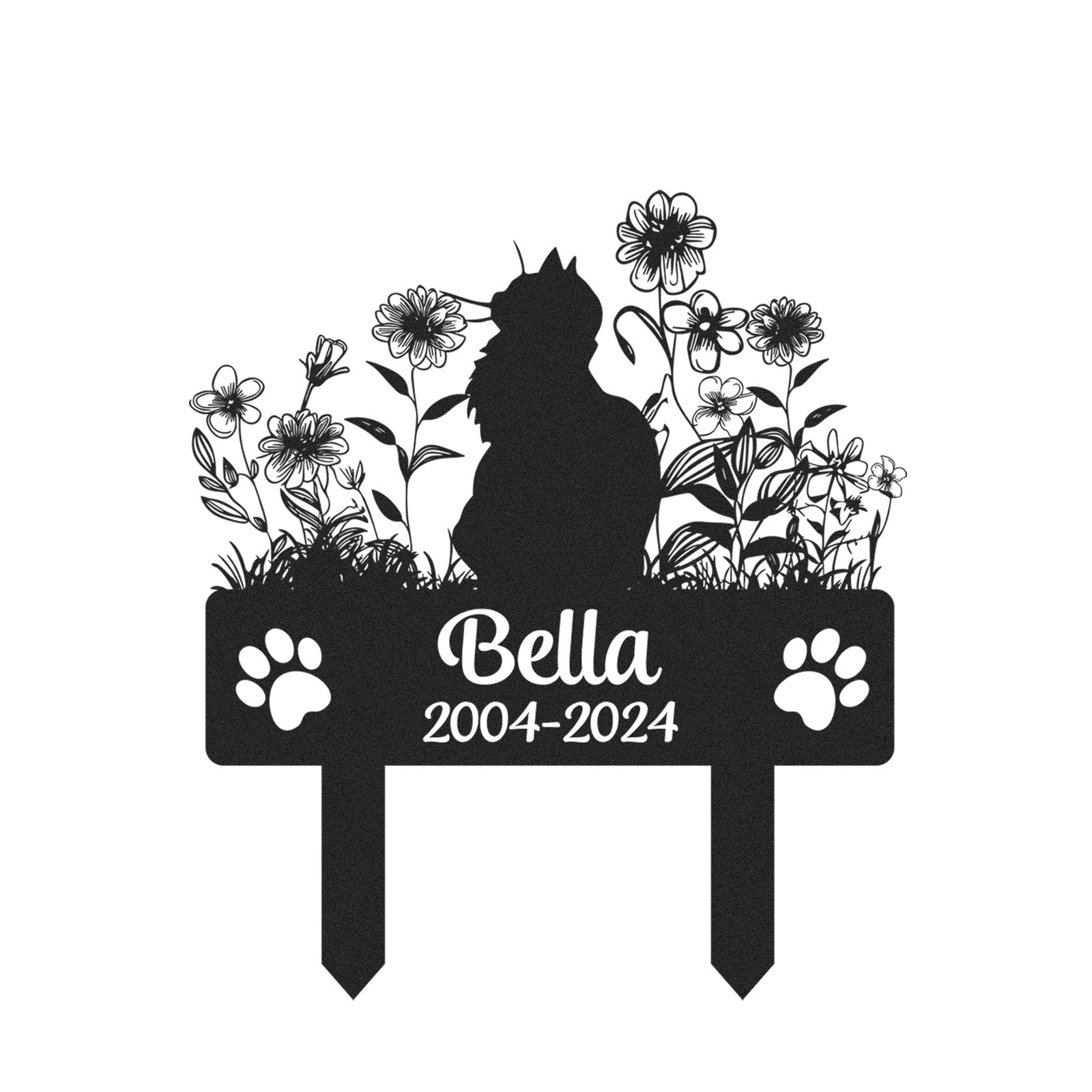 Custom Cat Memorial Garden Stake, Personalized Outdoor Pet Marker with Name and Years, Cat Loss Gift for Yard Decor