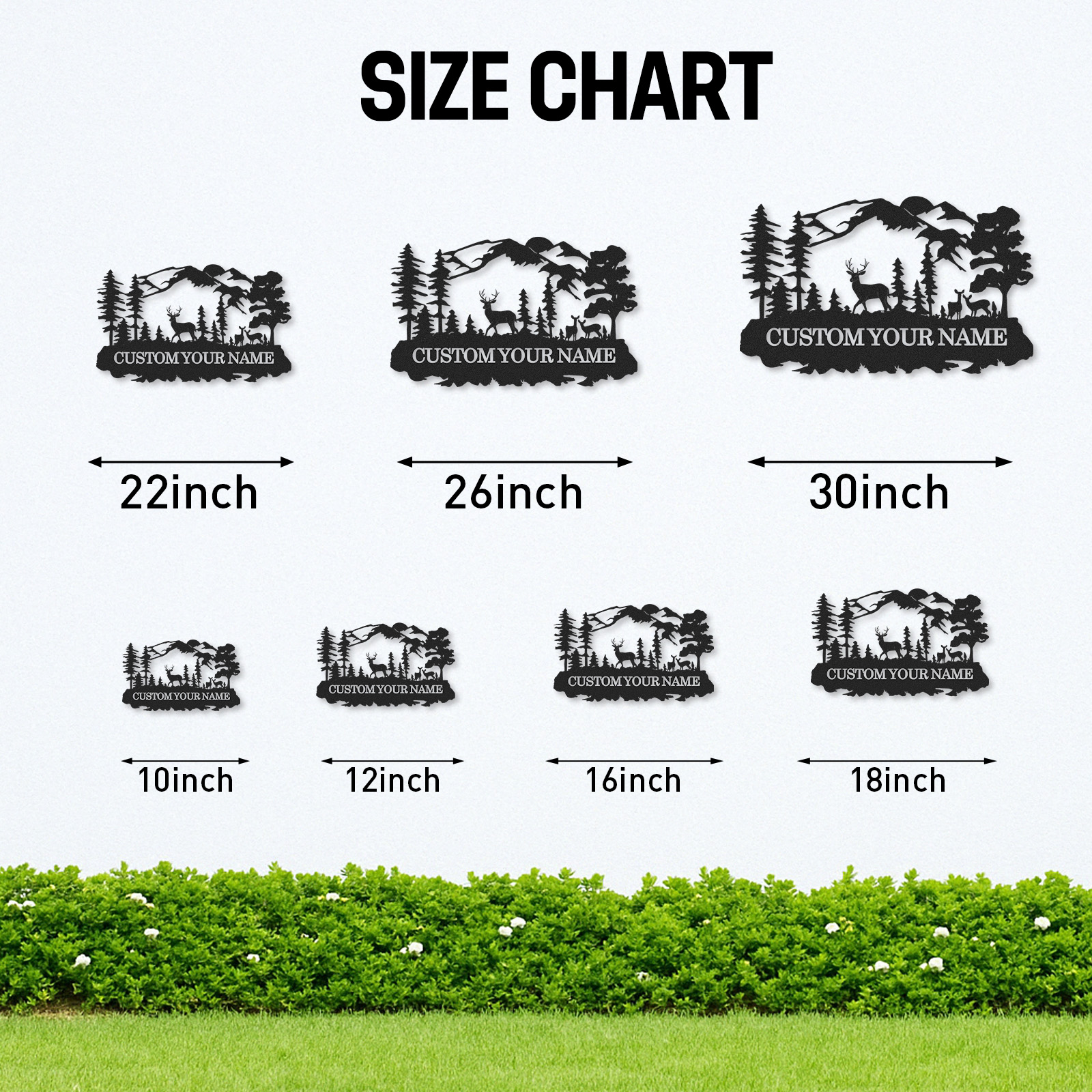 Deer Scene Custom Metal Sign, Personalized Woodland Mountain Decor for Cabin Porch or Nature Lover’s Gift