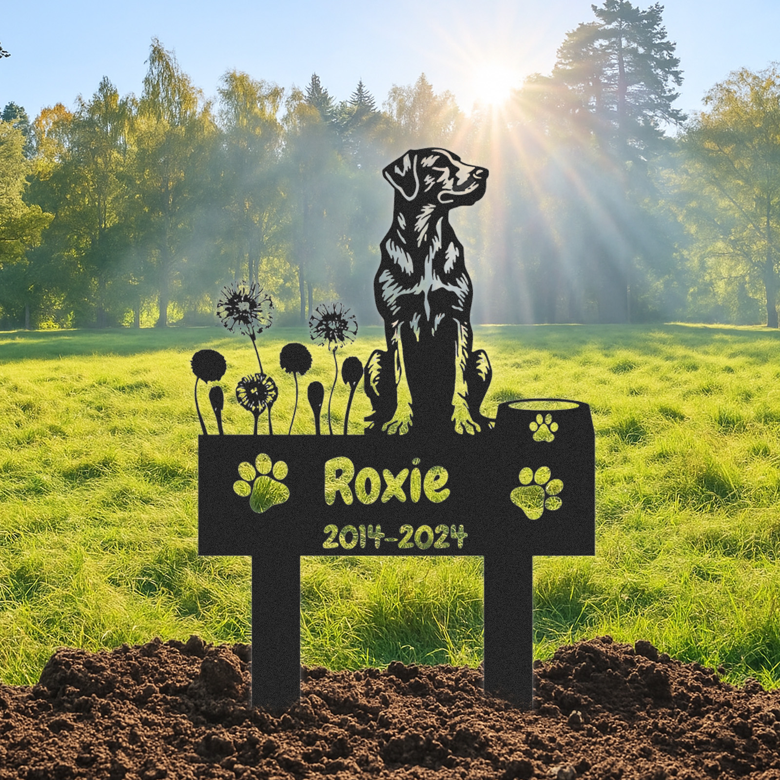 Custom Labrador Retriever Dog Memorial Garden Stake, Personalized Outdoor Pet Remembrance Yard Sign with Name and Years