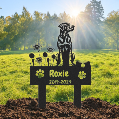 Custom Labrador Retriever Dog Memorial Garden Stake, Personalized Outdoor Pet Remembrance Yard Sign with Name and Years