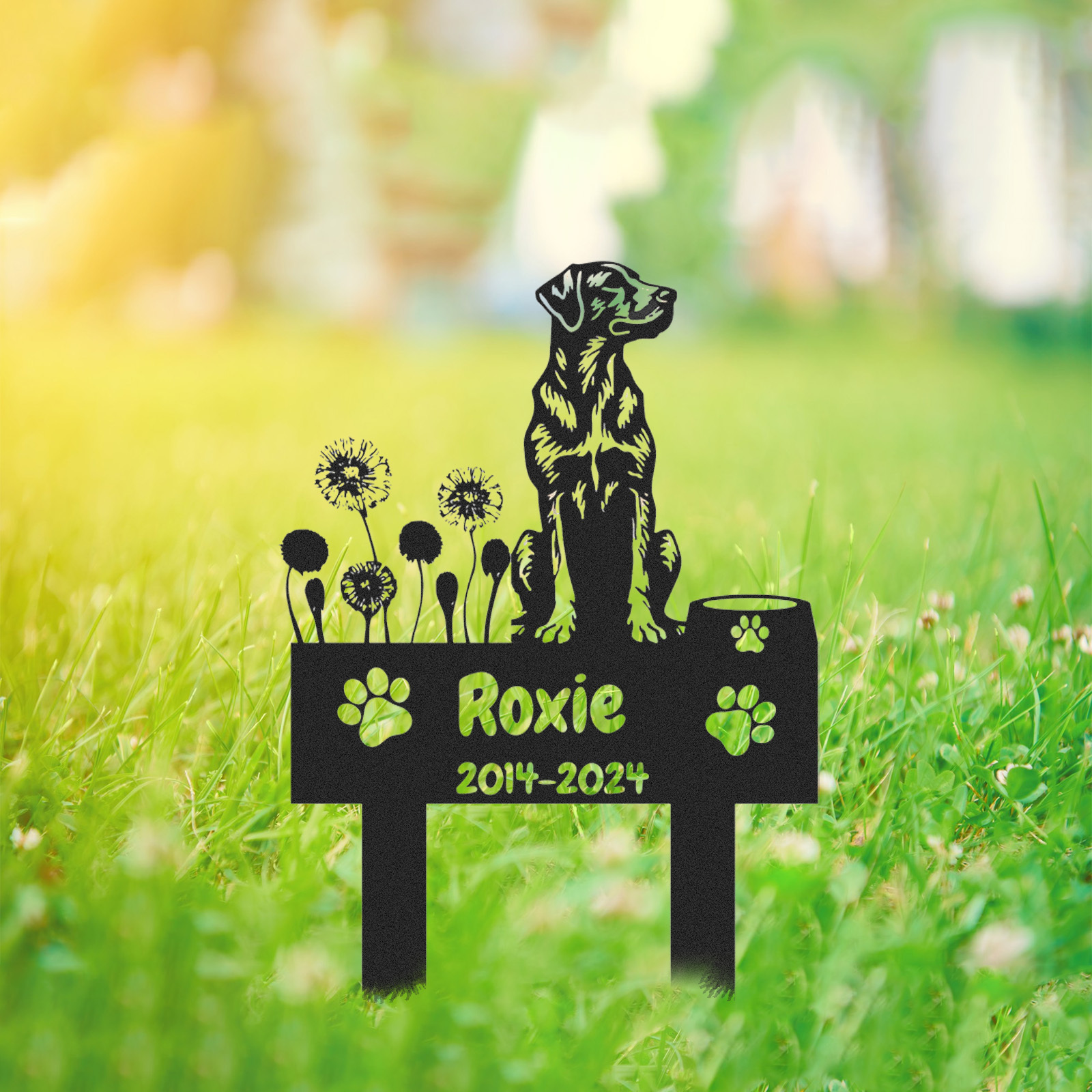 Custom Labrador Retriever Dog Memorial Garden Stake, Personalized Outdoor Pet Remembrance Yard Sign with Name and Years