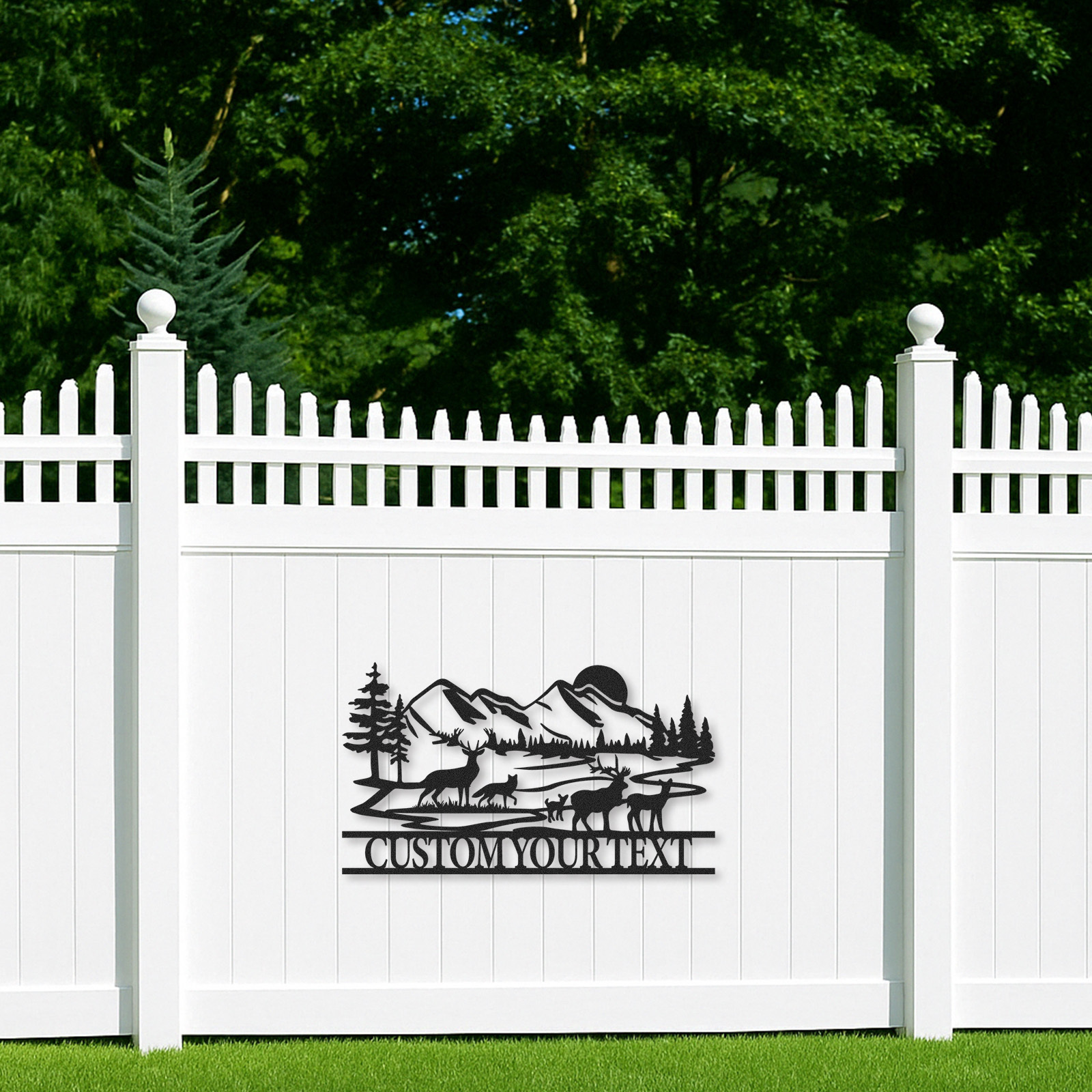 Personalized Mountain Forest Animal Sign, Custom Deer and Fox Metal Art for Camp or Porch Decor