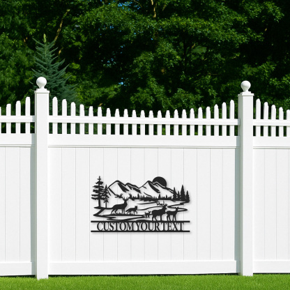 Personalized Mountain Forest Animal Sign, Custom Deer and Fox Metal Art for Camp or Porch Decor