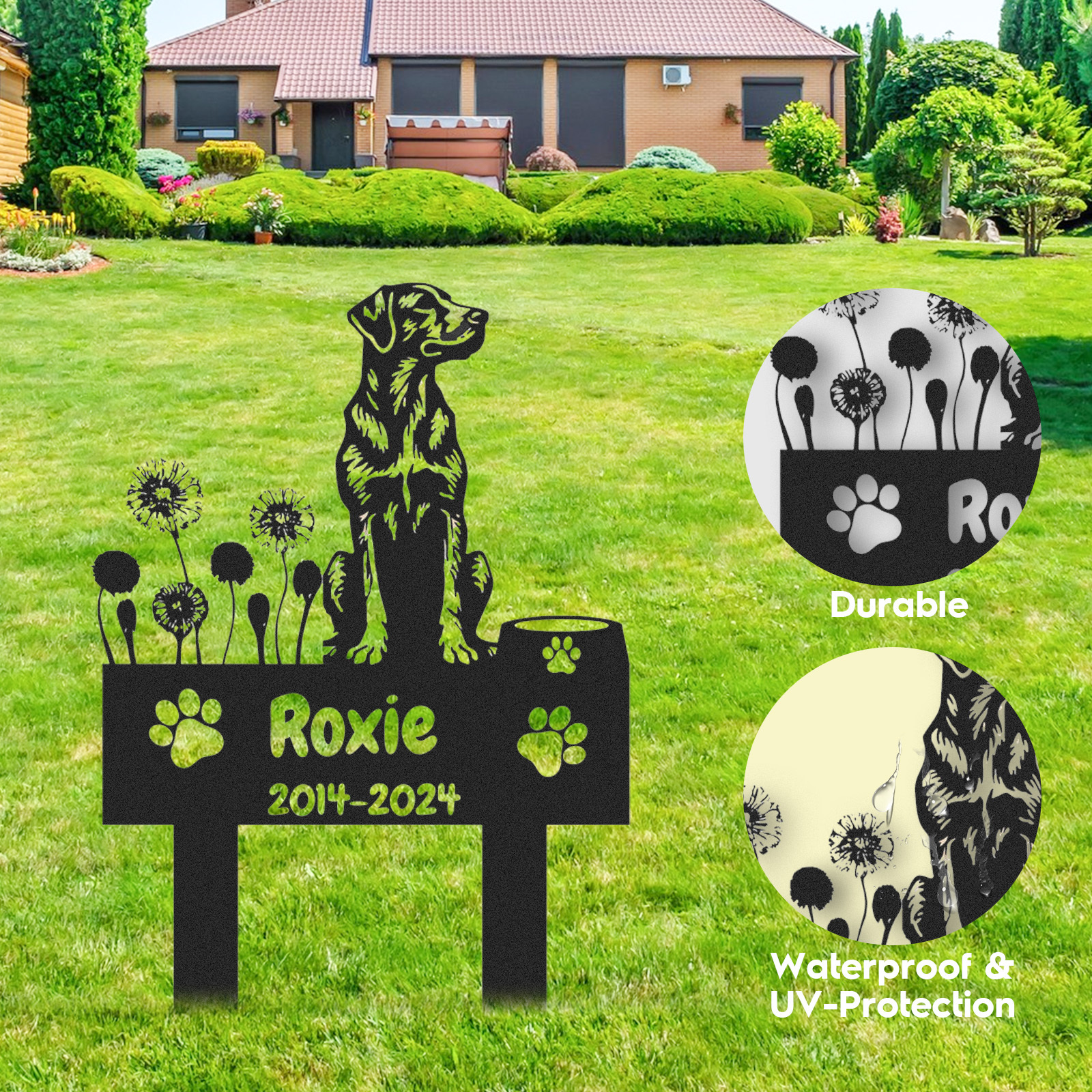 Custom Labrador Retriever Dog Memorial Garden Stake, Personalized Outdoor Pet Remembrance Yard Sign with Name and Years