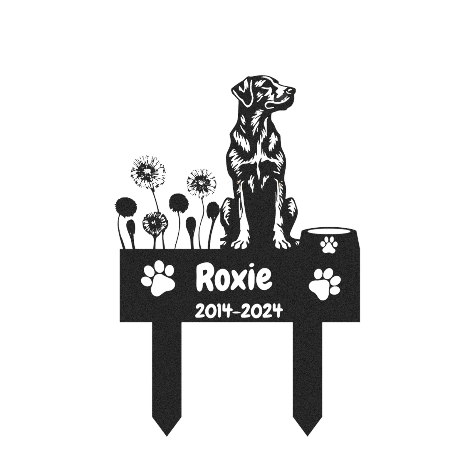 Custom Labrador Retriever Dog Memorial Garden Stake, Personalized Outdoor Pet Remembrance Yard Sign with Name and Years