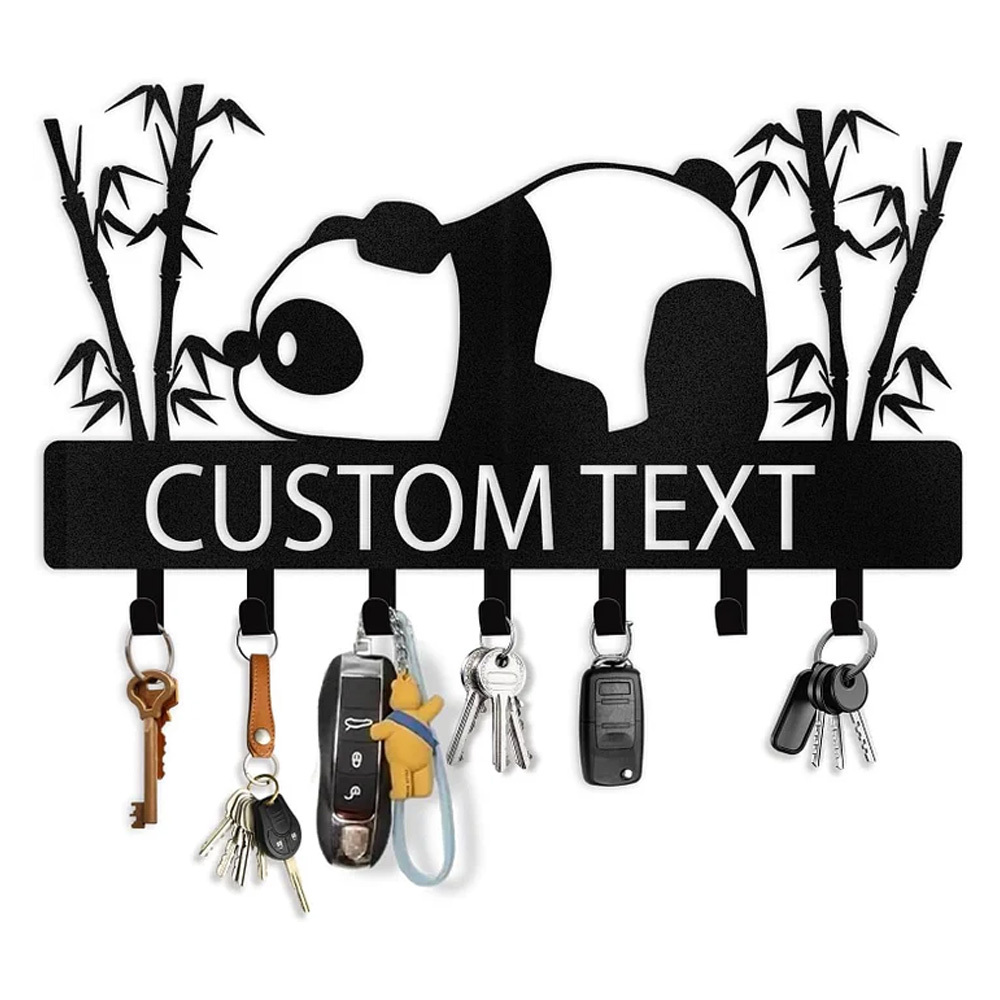 Personalized Key Holder Wall Mount, Metal Panda Coat Hook Key Holder for Hanging-MetalsignX