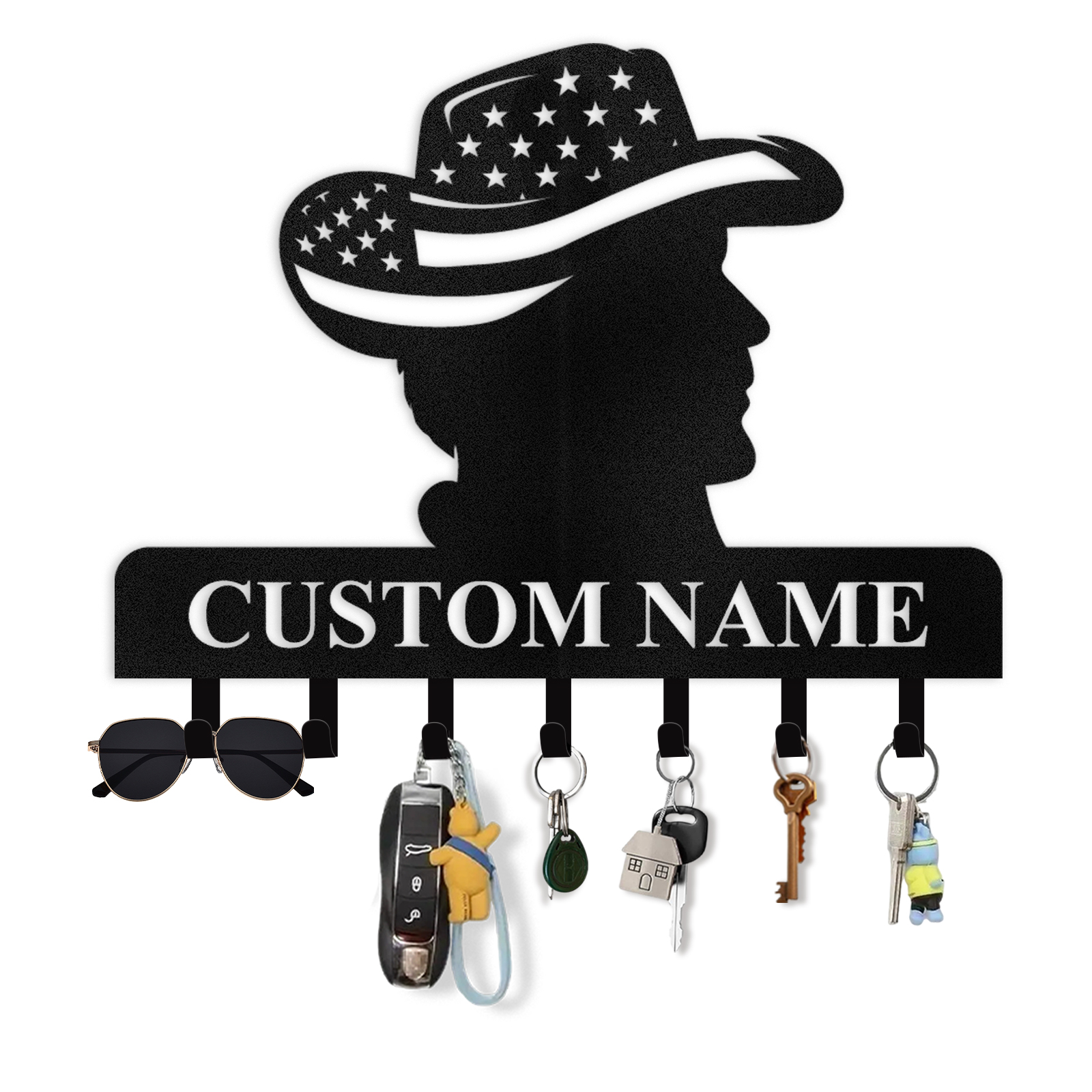 Personalized Cowgirl Metal Coat Hooks, Key Holder Wall Mount, Clothes 