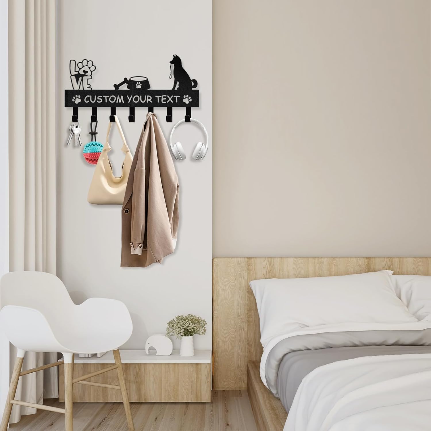 Custom Dog Leash Holder for Wall, Custom Metal Key Holder Wall Mount-MetalsignX