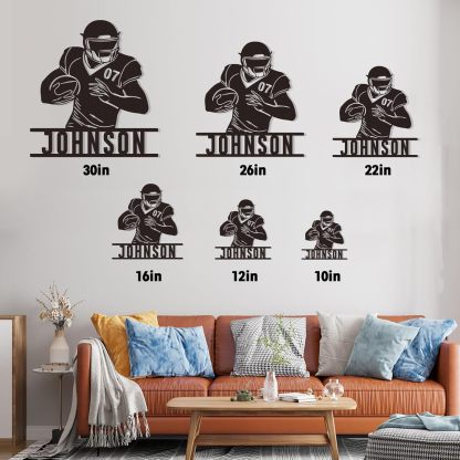 Custom Football Sign Metal Wall Art, American Football Player Hanging Sign Outdoor Metal-MetalsignX