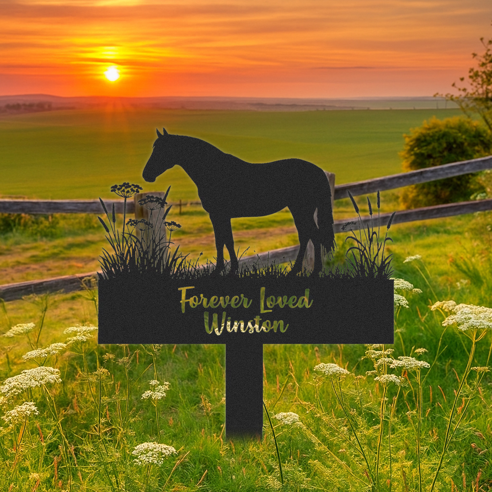 Custom Horse Memorial Grave Marker, Personalized Engraved Horse Name Keepsake, Garden Sign, Horse Loss Gift, Pet Plaque Burial Stake, Horse