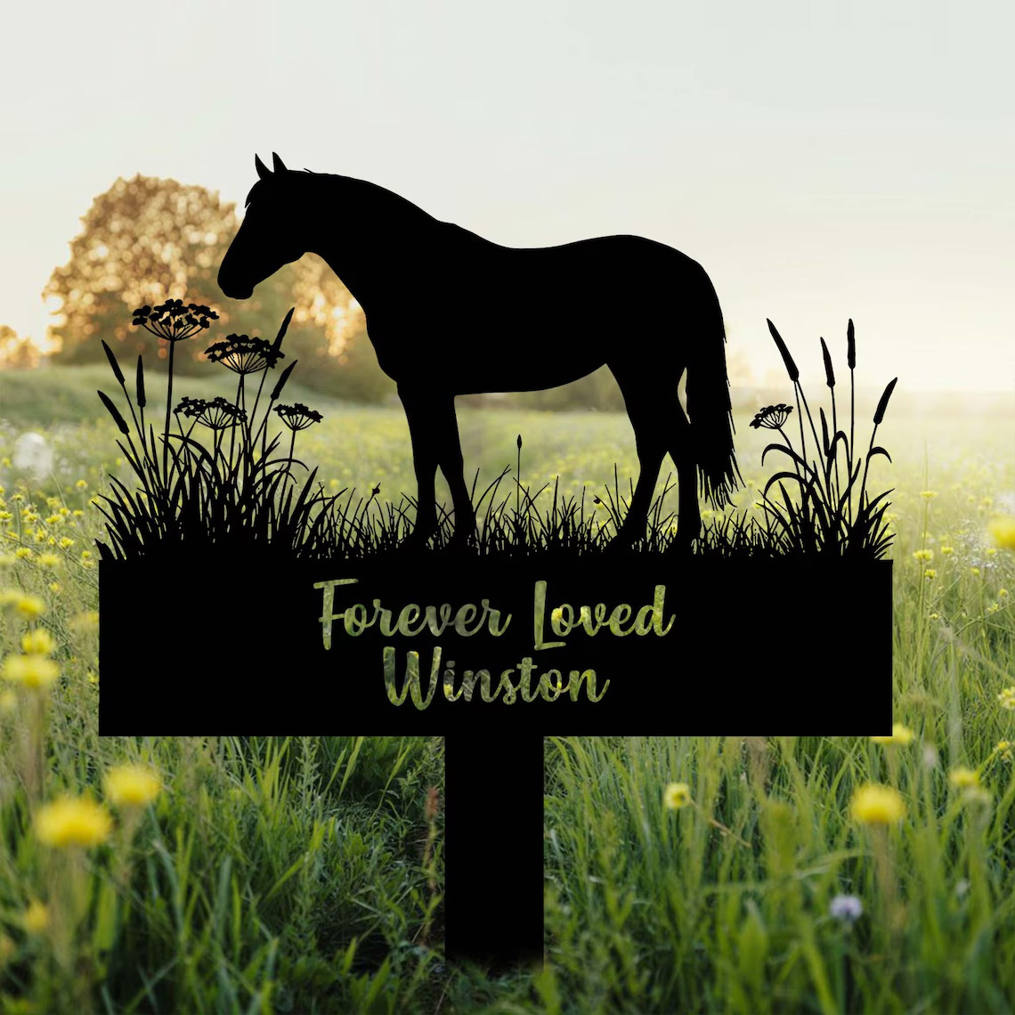 Custom Horse Memorial Grave Marker, Personalized Engraved Horse Name Keepsake, Garden Sign, Horse Loss Gift, Pet Plaque Burial Stake, Horse