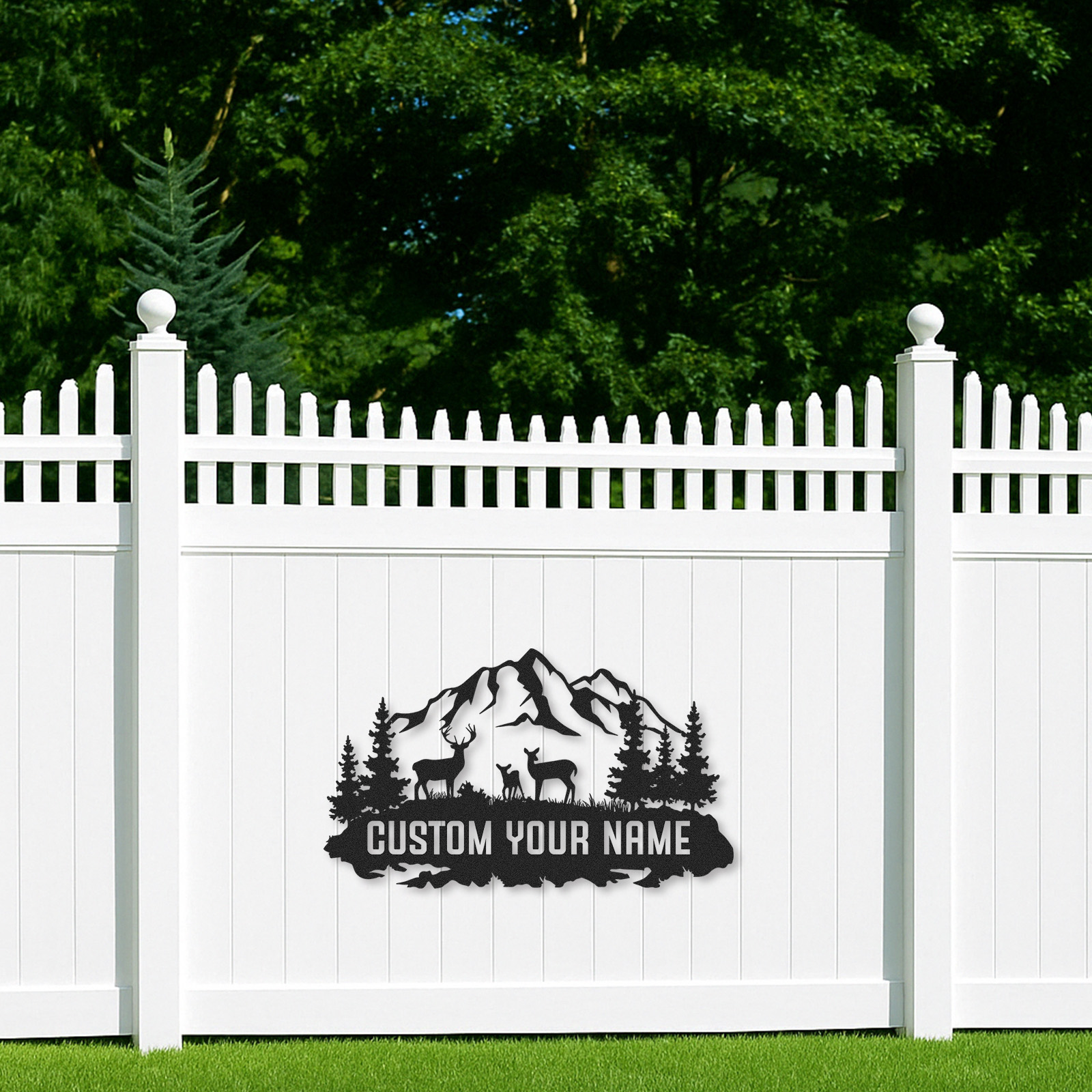 Personalized Deer Family Metal Sign, Custom Name Outdoor Mountain Decor for Home Cabin or Lodge