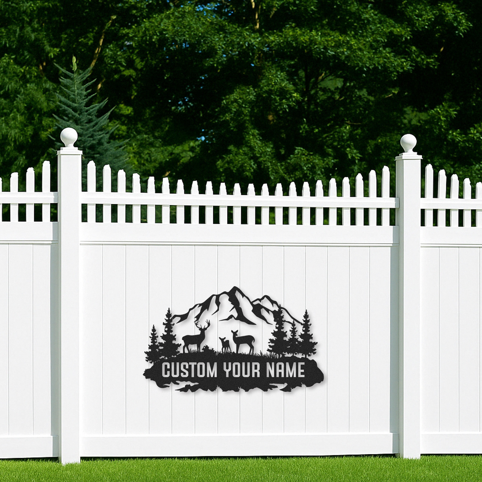 Personalized Deer Family Metal Sign, Custom Name Outdoor Mountain Decor for Home Cabin or Lodge