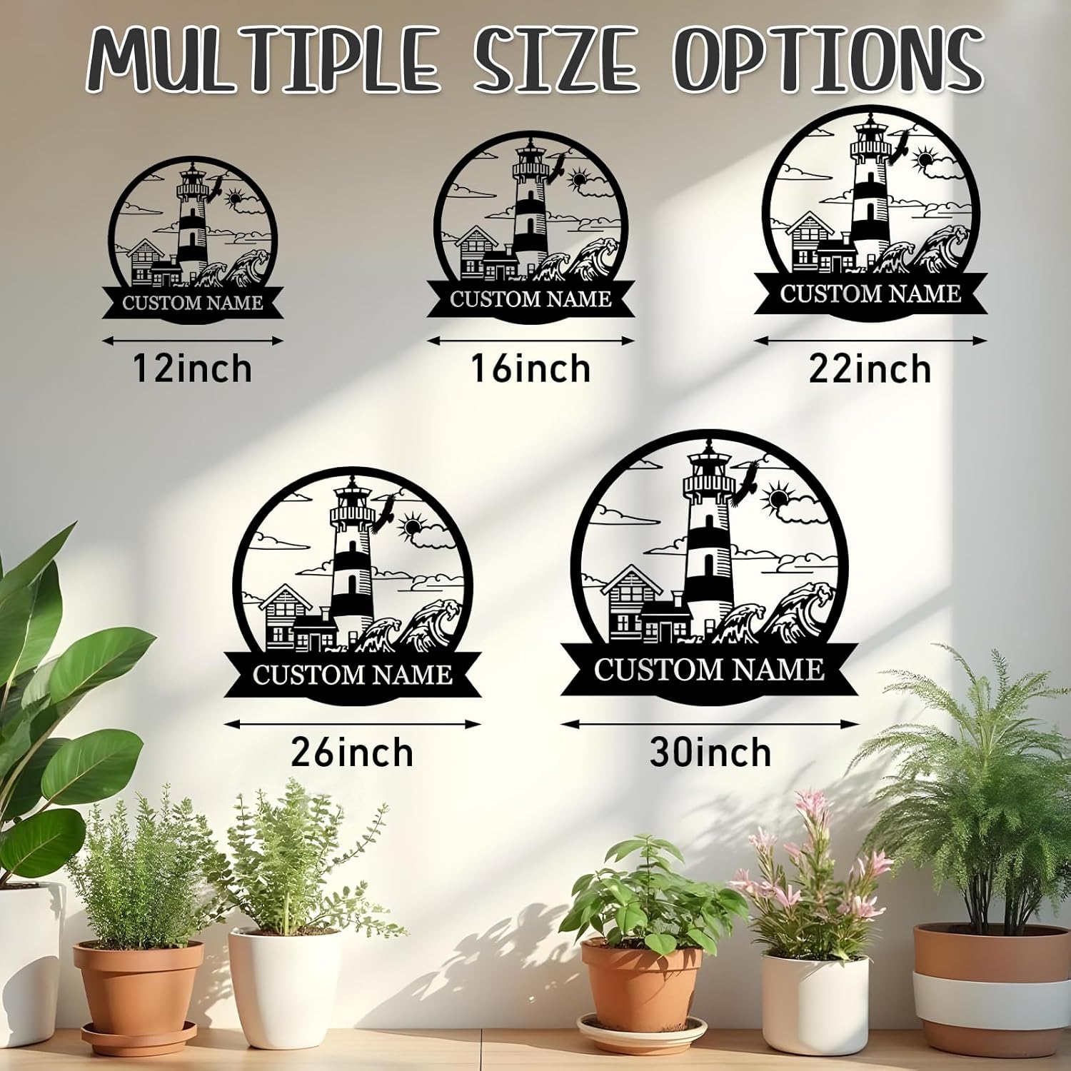 Personalized Lighthouse Metal Sign – Custom Nautical Outdoor Wall Decor for Beach House & Cabin-MetalsignX