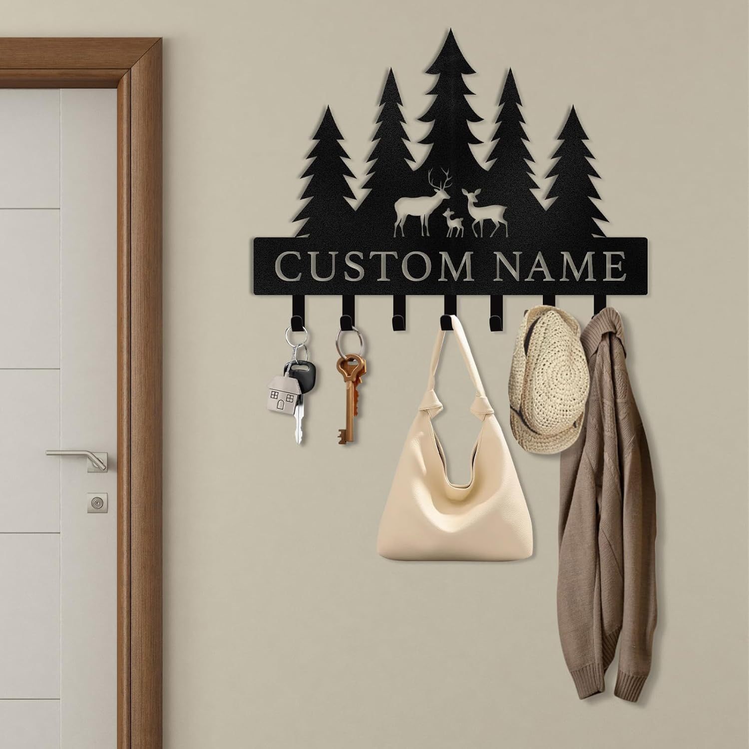 Custom Polar Deer  Key Holder, Personalized Key Hanger  for Entryway | Stylish Key Organizer-MetalsignX