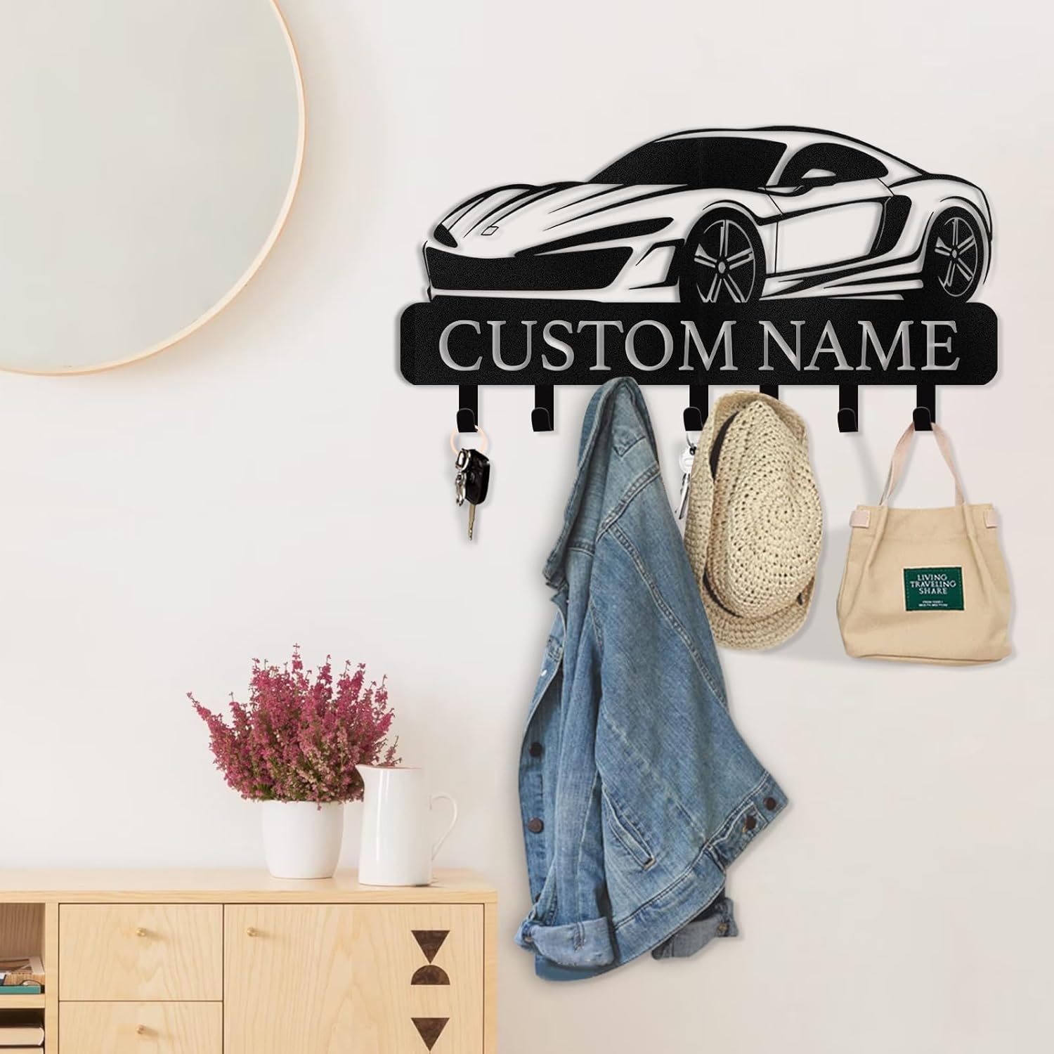 Personalized Car Design Key Hanger, Custom Key Rack Wall Mount with Hooks-MetalsignX