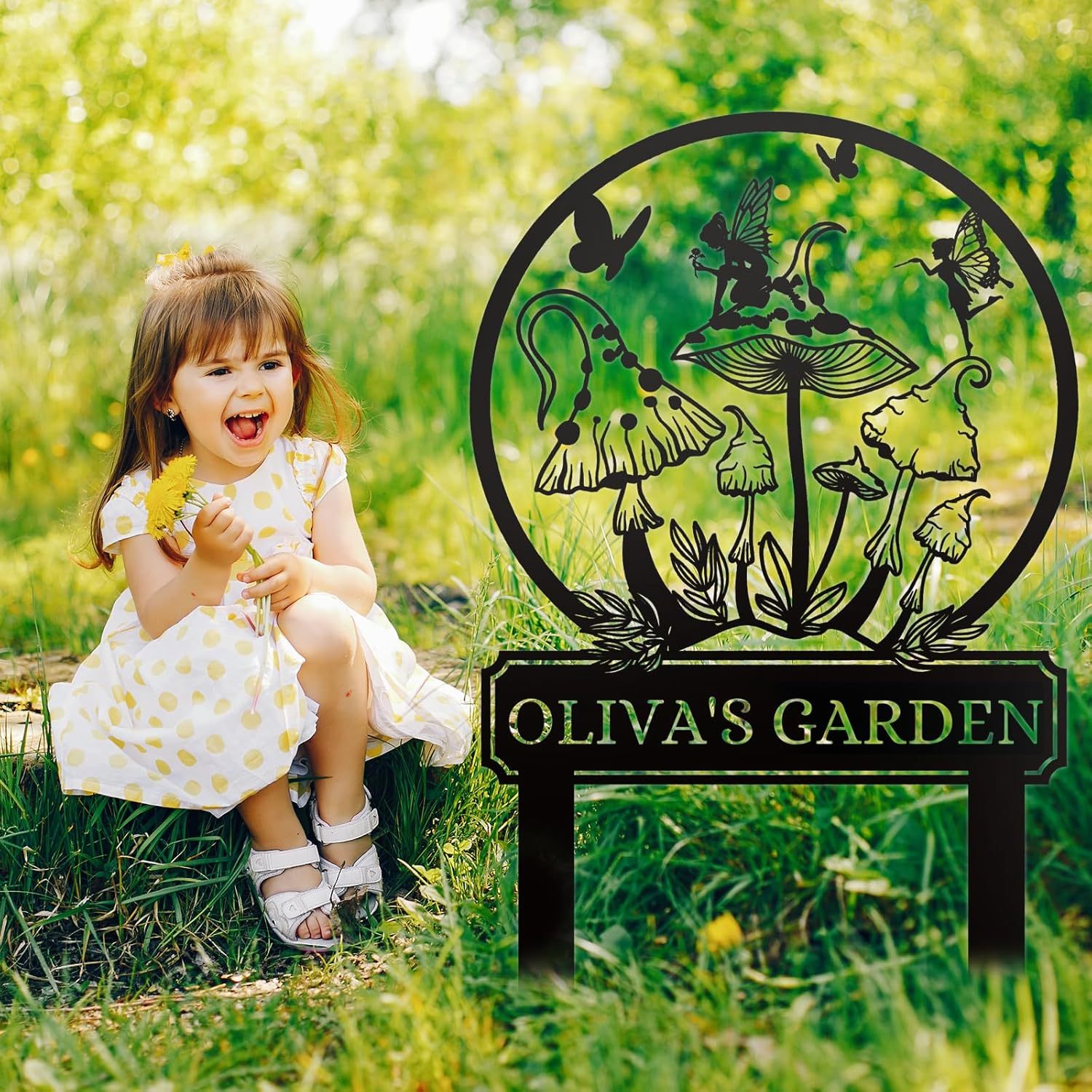 Handcrafted Fairy Garden Stake , Rustic Metal Sign for Magical Yard Spaces-MetalsignX