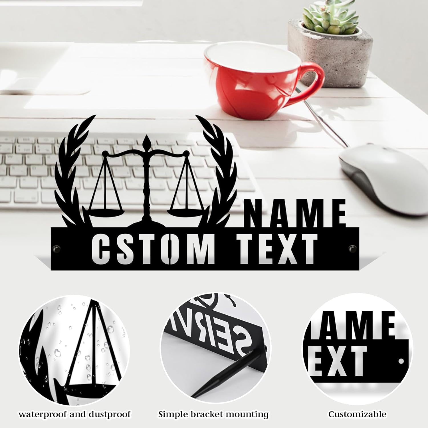  Custom Family Name Plate for Desk, Metal Sign Name Tags, Personalized Desk Accessories-MetalsignX