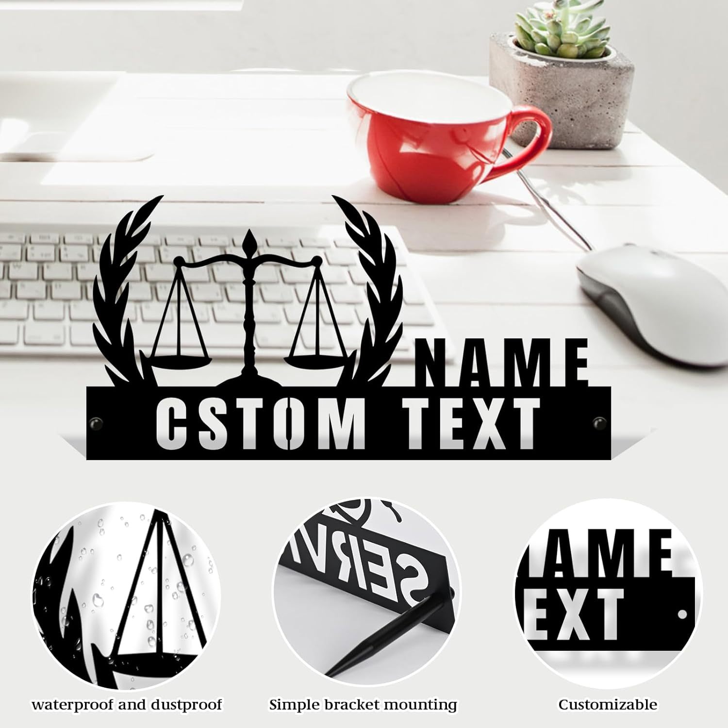  Custom Family Name Plate for Desk, Metal Sign Name Tags, Personalized Desk Accessories-MetalsignX