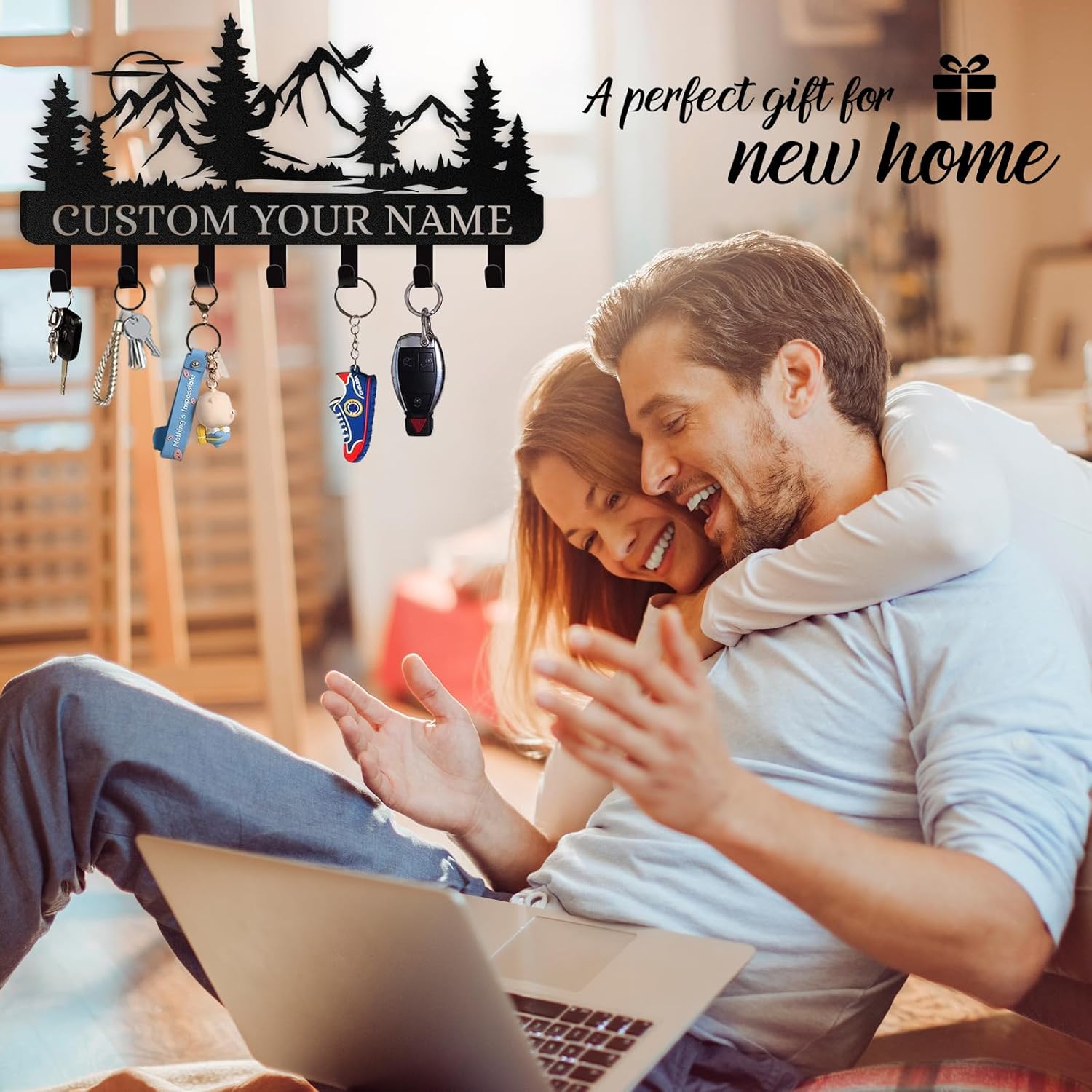 Personalized Key Holder for Wall, Custom Forest Deer Coat Rack Wall Hanging-MetalsignX