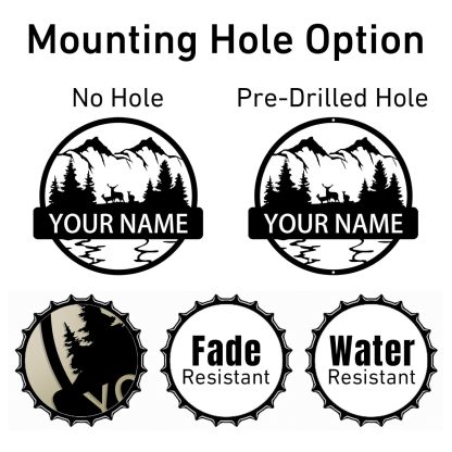 Custom Signs Outdoor Metal, Mountain Design, Personalized Camping Gifts-MetalsignX