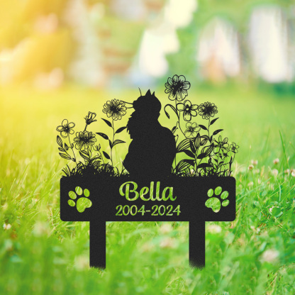 Custom Cat Memorial Garden Stake, Personalized Outdoor Pet Marker with Name and Years, Cat Loss Gift for Yard Decor