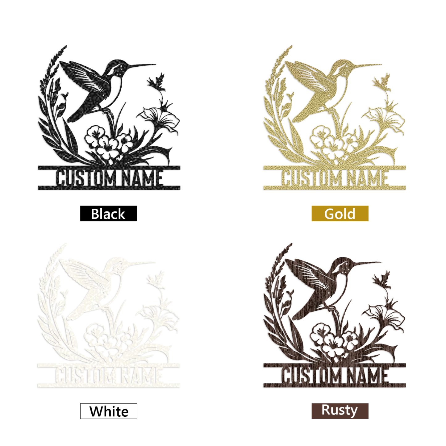 Personalized Metal Signs, Hummingbird Wall Art, Custom Family Name Sign, Outdoor Wall Decor, Metal Yard Art, Outdoor Decorations for Yard, Fence Decor, Housewarming Gifts Color10