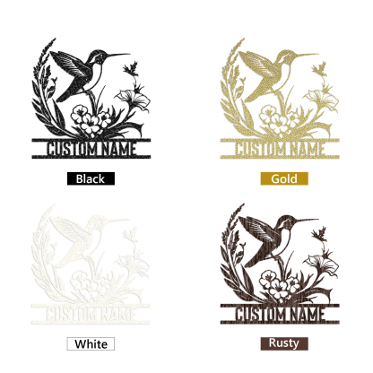 Personalized Metal Signs, Hummingbird Wall Art, Custom Family Name Sign, Outdoor Wall Decor, Metal Yard Art, Outdoor Decorations for Yard, Fence Decor, Housewarming Gifts Color10