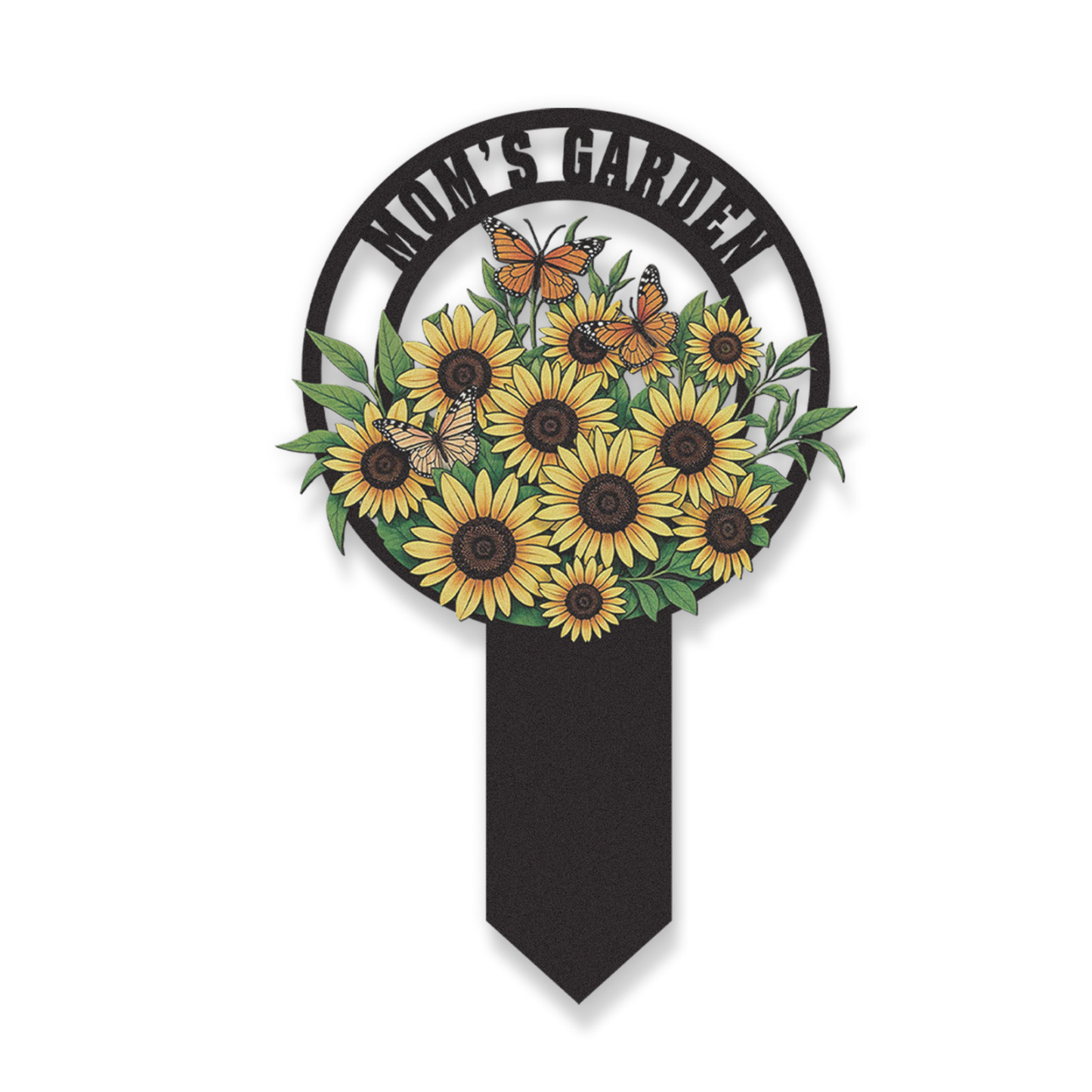 Personalized Sunflower Garden Sign, Custom Mom's Garden Metal Yard Stake with Butterflies, Colorful Garden Decor Outdoor Flower Sign for Mother's Garden