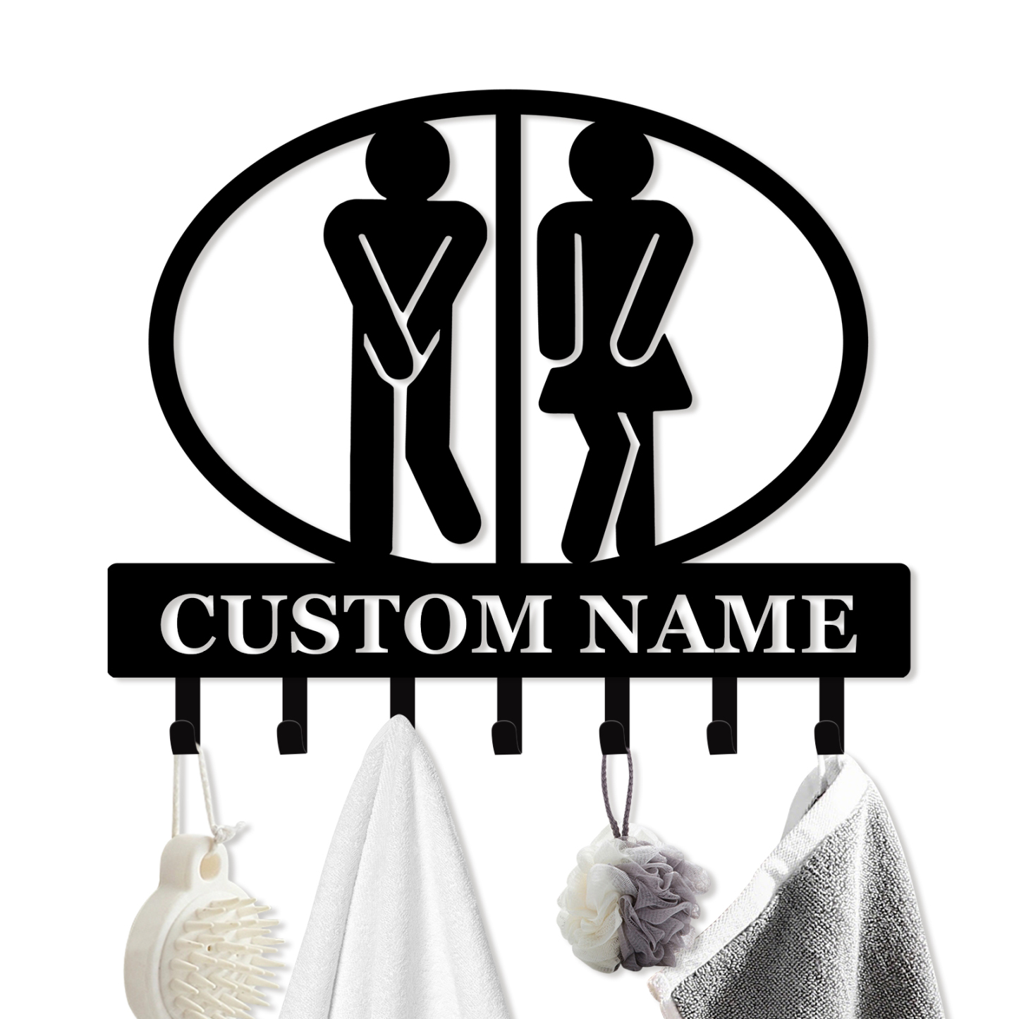 Personalized Towel Hooks, Hand Towel Holder for Bathroom, Robe Hanger Coat Hooks, Bathroom Accessories, Custom Name Decorative Wall Hooks for Bathroom Bedroom Room, Home Decor Gifts Color01