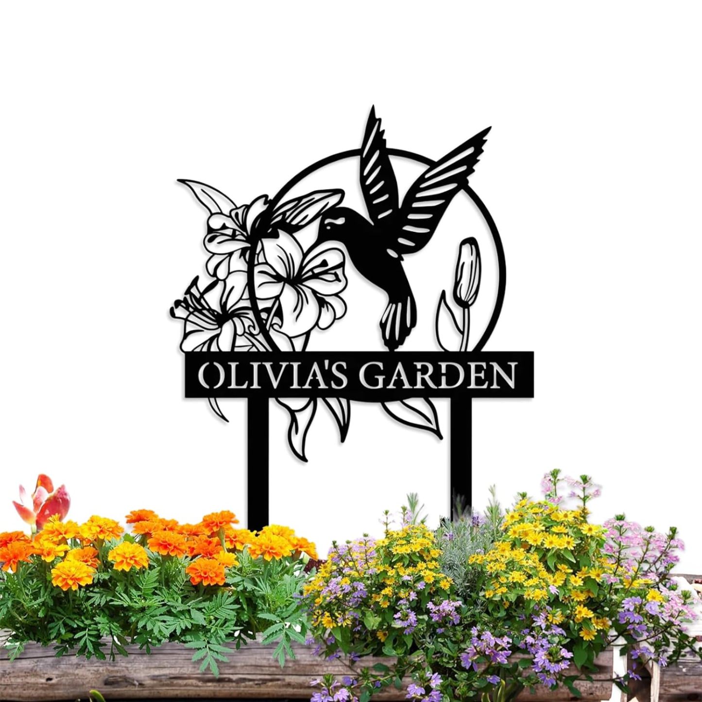 Personalized Garden Stake Metal Sign, Customized Bird Garden Name Sign Yard Sign-MetalsignX