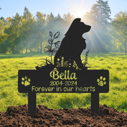 Custom Dog Memorial Garden Stake, Any Dog Breed Pet Loss Marker, Personalized Border Collies Outdoor Tribute Metal Sign, Sympathy Gift for Pet Owners