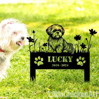Custom Shih Tzu Dog Metal Memorial Garden Stake Personalized Pet Grave Marker Name Sign Remembrance Stake Decor Sympathy Dog Loss Gift Sign