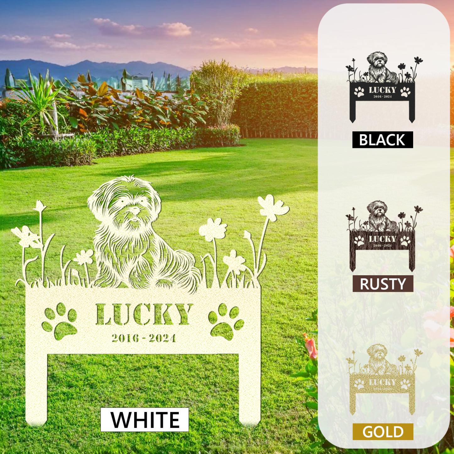 Custom Shih Tzu Dog Metal Memorial Garden Stake Personalized Pet Grave Marker Name Sign Remembrance Stake Decor Sympathy Dog Loss Gift Sign