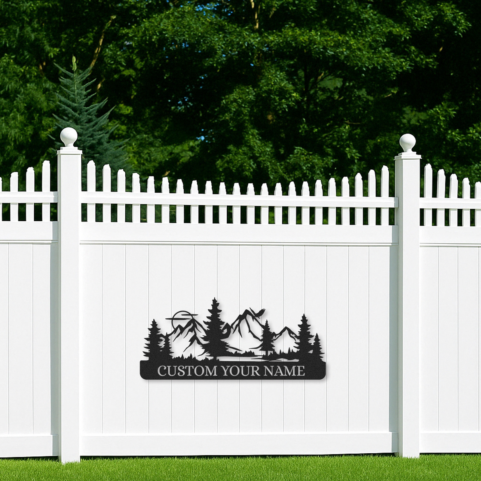 Personalized Deer Family Sign with Trees and Sunset, Custom Name Metal Art for Hunting Lodge or Outdoor Decor