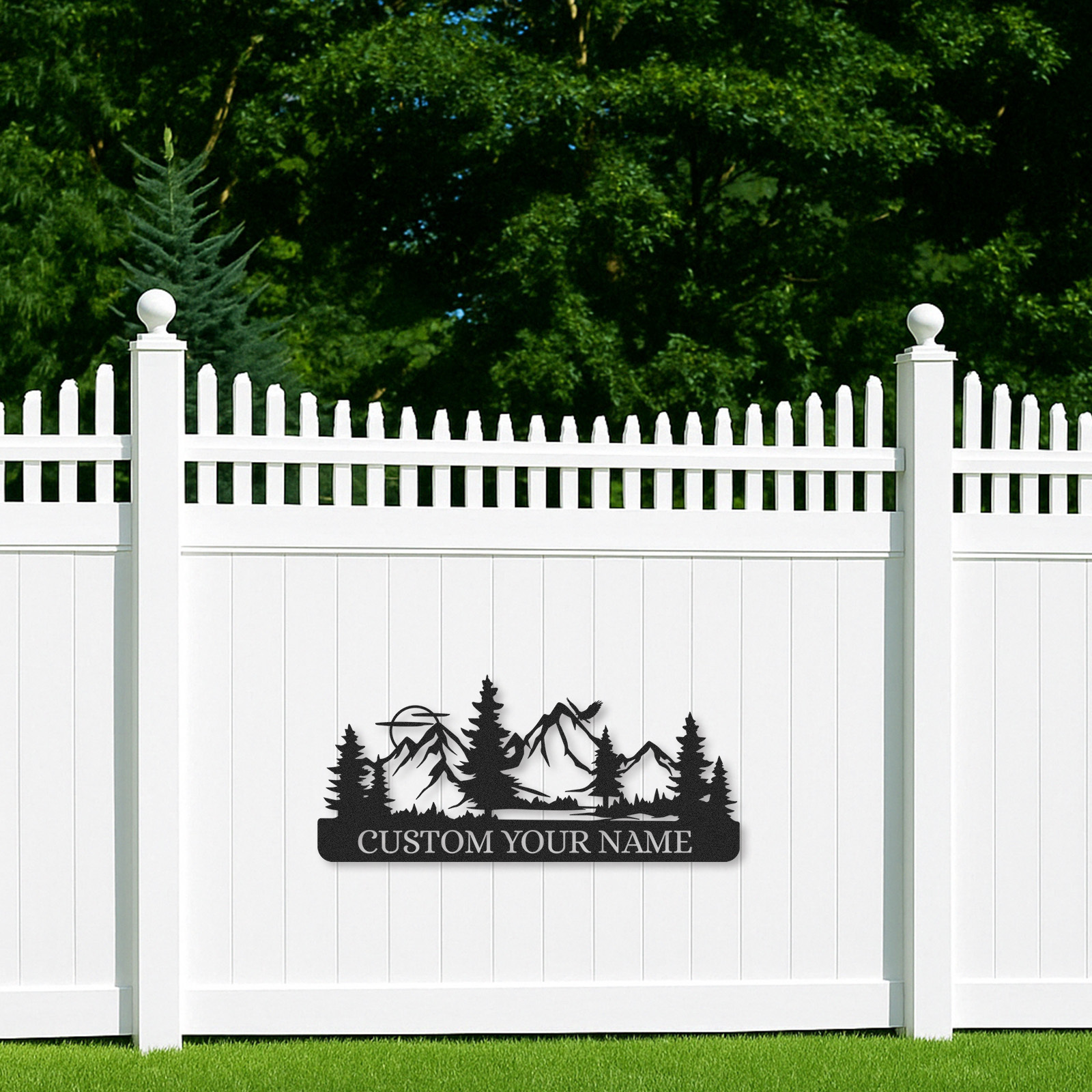 Personalized Deer Family Sign with Trees and Sunset, Custom Name Metal Art for Hunting Lodge or Outdoor Decor