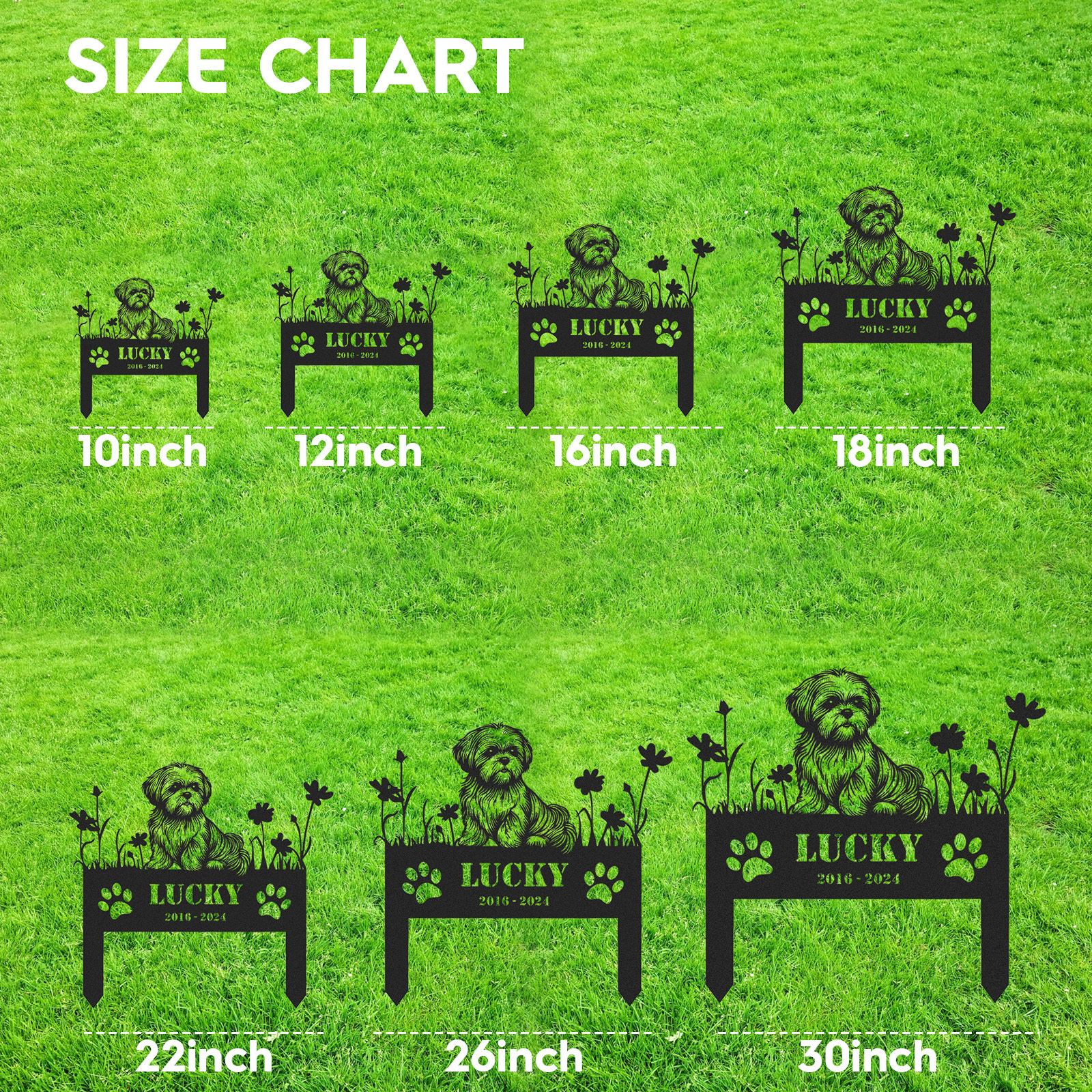 Custom Shih Tzu Dog Metal Memorial Garden Stake Personalized Pet Grave Marker Name Sign Remembrance Stake Decor Sympathy Dog Loss Gift Sign