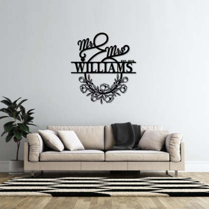 Personalized Mr And Mrs Metal Sign Customizable Family Name For Wall Decor Gift-MetalsignX