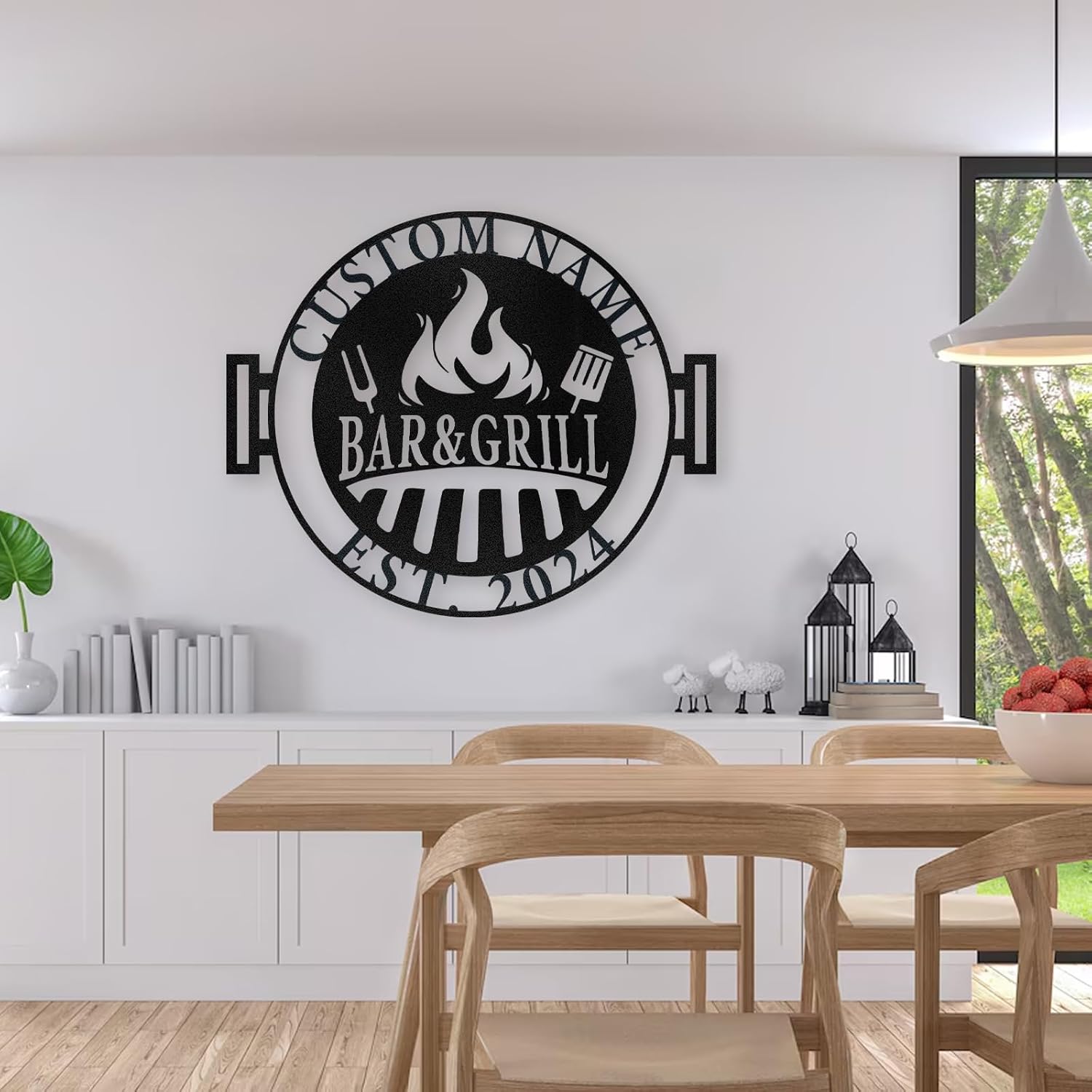 Custom Kitchen Name Sign , Wrought Iron Wall Art for Dining & Cooking Spaces-MetalsignX