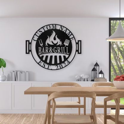 Custom Kitchen Name Sign , Wrought Iron Wall Art for Dining & Cooking Spaces-MetalsignX