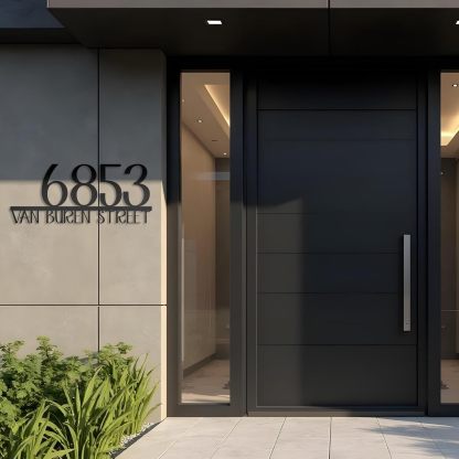 Personalized Metal House Number Sign for Outside Modern, Metal Address Signs for Houses-MetalsignX