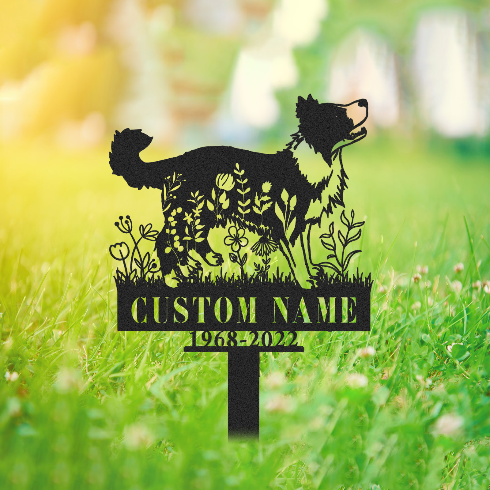 Border Collie Memorial Stake Metal Sign Custom, Pet Loss Gift, Sympathy Sign, Remembrance Stake, Pet Grave Markers Sign, Dog Sign With Stake