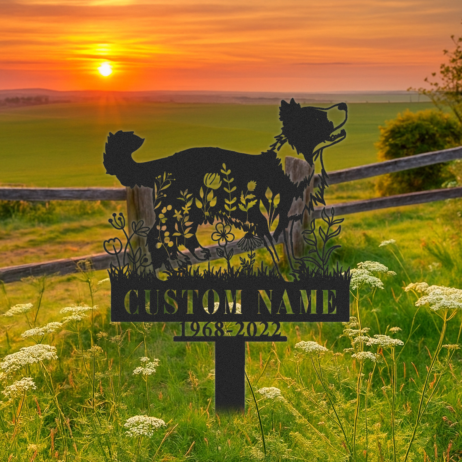 Border Collie Memorial Stake Metal Sign Custom, Pet Loss Gift, Sympathy Sign, Remembrance Stake, Pet Grave Markers Sign, Dog Sign With Stake