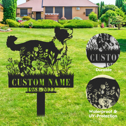 Border Collie Memorial Stake Metal Sign Custom, Pet Loss Gift, Sympathy Sign, Remembrance Stake, Pet Grave Markers Sign, Dog Sign With Stake