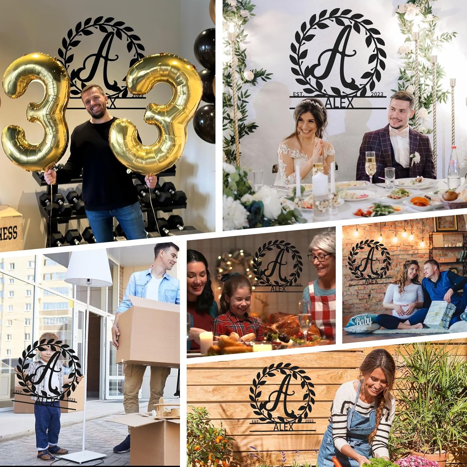 Custom Name Metal Signs, Wedding Anniversary Gift, Split Letter Monogram-MetalsignX